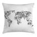 East Urban Home Floral World Map Indoor/Outdoor 36" Throw Pillow Cover Polyester | 36 H x 36 W x 0.1 D in | Wayfair
