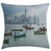 East Urban Home Anchored Fishing Boats Skyscrapers Panama Indoor/Outdoor 28" Throw Pillow Cover Polyester | 28 H x 28 W x 0.1 D in | Wayfair