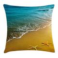 East Urban Home Tropical Island Beach Caribbean Atlantic Indoor/Outdoor 36" Throw Pillow Cover Polyester | 36 H x 36 W x 0.1 D in | Wayfair