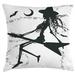 East Urban Home Witch Flying on Electric Guitar Notes Bat Halloween Indoor/Outdoor 36" Throw Pillow cover Polyester | 36 H x 36 W x 0.1 D in | Wayfair