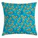 East Urban Home Sketchy Garden Daisy Like Flowers Leaves Indoor/Outdoor Floral 26" Throw Pillow Cover Polyester | 26 H x 26 W x 0.1 D in | Wayfair