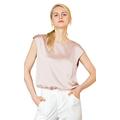 LilySilk Basic Cap Sleeves 22MM Silk T Shirt Relaxed Fit Round Neck Shirt for Ladies (Light-Beige, M/12)