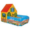 Bino Spielzelt Haus mit Vorgarten für Drinnen und Draußen Spielzeug für Kinder ab 3 Jahre (leichte Reinigung, robust, wasserabweisend, Maße: 150 x 110 x 90 cm, Material: Polyester), Bunt