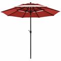 Costway 10ft 3 Tier Patio Umbrella Aluminum Sunshade Shelter Double Vented without Base-Burgundy