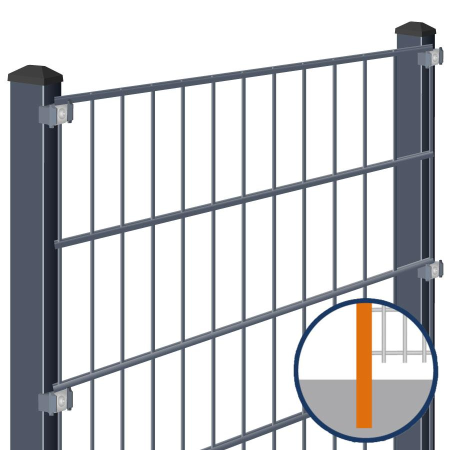 Doppelstabmattenzaun zum Einbetonieren Rundum-sorglos-Paket Anthrazit Komplettset, Halteplättchen, 1430 mm,2 Ecken,27,5 m,6/5/6 mm Image