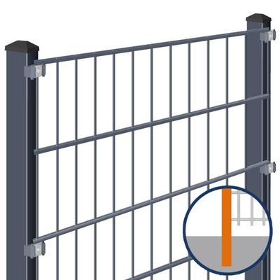 Doppelstabmattenzaun zum Einbetonieren Rundum-sorglos-Paket Anthrazit Komplettset, Halteplättchen, 12,5 m,1630 mm,2 Ecken,6/5/6 mm Image