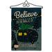 Breeze Decor Believe The Magic Trailer Winter 2-Sided Burlap 19 x 13 in. Garden Flag in Black/Green | 18.5 H x 13 W x 1 D in | Wayfair