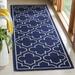 Blue/Navy 30 x 0.25 in Area Rug - Ebern Designs Rodgers Geometric Handmade Flatweave Wool Navy/Ivory Area Rug Silk/Wool | 30 W x 0.25 D in | Wayfair