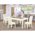 Winston Porter Lloshi 5 - Piece Butterfly Leaf Rubberwood Solid Wood Dining Set Wood/Upholstered in White | Wayfair