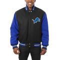 Men's JH Design Black/Blue Detroit Lions Big & Tall Wool Full-Snap Jacket