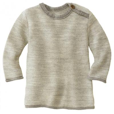 disana - Kid's Melange-Pullover - Merinopullover Gr 98/104 grau/beige