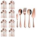 Magicpro Modern Royal 45-Pieces rose gold Stainless Steel Cutlery Set for Wedding Festival Christmas Party, Service For 8