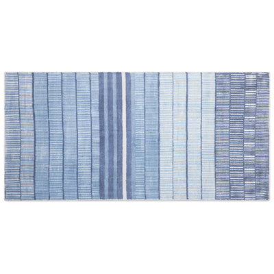 Teppich Hellblau 80 x 150 cm Baumwolle Mit Streifen Kurzflor Handgewebt im Marinestil
