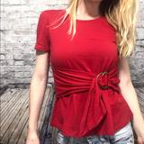 Anthropologie Tops | Anthro Maeve Red Tee W Buckle Size Small Petite | Color: Red | Size: Sp