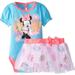 Disney Matching Sets | Disney Minnie Baby Girl Bodysuit Mesh Tutu Skirt Set Outfit Size 6-9 Mo Nwt | Color: Blue/Pink | Size: 6-9mb