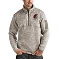 Men's Antigua Natural Portland Trail Blazers Fortune Quarter-Zip Pullover Jacket