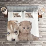 East Urban Home Dog & Cat Microfiber Farmhouse Coverlet/Bedspread Set Microfiber in Brown | Queen Bedspread + 2 Shams | Wayfair