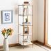 Mercer41 Jaskarn 53" H x 16" W Etagere Bookcase in White/Yellow | 53 H x 16 W x 16 D in | Wayfair 0800D09892EE427ABAF5598CD7584C95