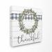Gracie Oaks 'Thankful Flower Farm Rustic Wood Textured Word Design' Graphic Art on Canvas in Gray/Green/White | 17 H x 17 W x 1.5 D in | Wayfair