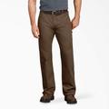 Dickies Men's Relaxed Fit Duck Carpenter Pants - Rinsed Timber Brown Size 40 32 (DU250)