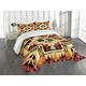 ABAKUHAUS Arrow Bedspread Set, Native American Inspired Retro Aztec Pattern Mod Graphic Design Boho Artwork, Decorative Quilted 3 Piece Coverlet Set with 2 Pillow Shams, Red Orange Yellow