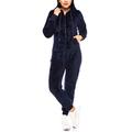 Crazy Age Women's jumpsuit made of cuddly teddy fleece, jumpsuit, full body suit, fluffy - Blue - UK 10