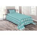 East Urban Home Teal/White Microfiber Farmhouse Coverlet/Bedspread Set Microfiber in Blue/Green/White | Twin Bedspread + 1 Sham | Wayfair