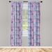 East Urban Home Ambesonne Butterfly Curtains, Springtime Theme Lively Colored Ornate In Squares w/ Leaves | 84 H in | Wayfair