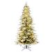 The Holiday Aisle® Flocked Kamas Fraiser Fir Slim Artificial Christmas Tree 3MM Warm, Metal in White | 36 H x 28 W in | Wayfair