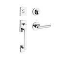 Baldwin La Jolla Handleset w/ Single Cylinder Deadbolt & Door Lever & Rosette in Gray | 21.9 H x 6.6 W x 3.7 D in | Wayfair SC.LAJXTUB.CRR.260