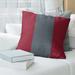 East Urban Home Washington Pullman Pillow Polyester/Polyfill/Leather/Suede in Red/Gray | 14 H x 14 W x 3 D in | Wayfair