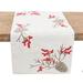 The Holiday Aisle® Iron Acton Christmas Pine Cone Crewel Embroidered Table Runner Polyester/Linen in White | 16 D in | Wayfair