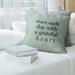 East Urban Home Handwritten Gratitude Inspirational Quote Pillow Polyester/Polyfill/Leather/Suede in Green/Black | 14 H x 14 W x 3 D in | Wayfair