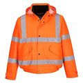 Portwest S463 Men's Waterproof Hi Vis Bomber Jacket - Winter Safety Jacket with Reflective Tape, Pockets and Hood Orange, X-Small