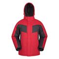 Mountain Warehouse Dusk Mens Ski Jacket - Water Resistant Rain Coat, Fleece Lining, Snow Skirt Mens Coat, Adjustable Hood & Cuffs - Ideal Ski Clothes in Winter Dark Red S