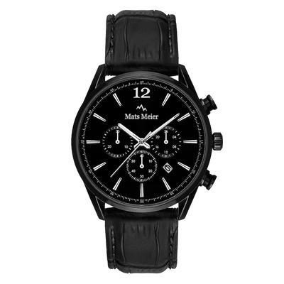 Mats Meier Herren uhr Grand Cornier schwarz - edelstahl und leder Schwarz Image