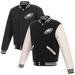 Men's JH Design Black/White Philadelphia Eagles 19 Mens Reversible Fleece Jacket W/ Faux Leather Sleeves