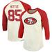 Men's Majestic Threads George Kittle Cream/Scarlet San Francisco 49ers Vintage Player Name & Number 3/4-Sleeve Fitted T-Shirt