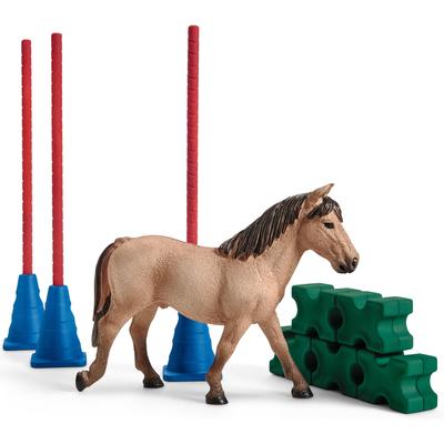 Schleich Spielfigur Farm World, Pony Slalom (42483) braun Kinder Ab 3-5 Jahren Altersempfehlung