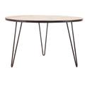 Table à manger ronde industrielle bois manguier massif et métal D125 cm atelier - Bois clair / noir