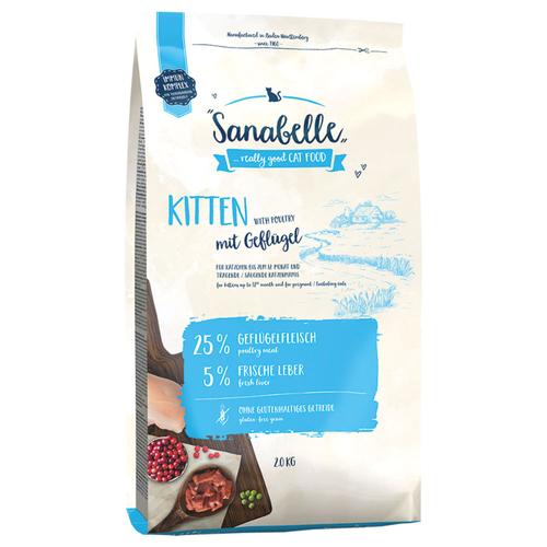 2 x 2kg Kitten mitgeflügel Sanabelle Katzenfutter trocken