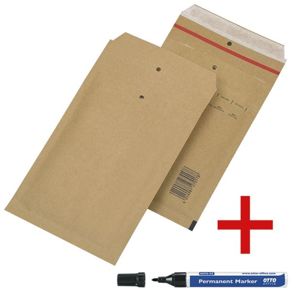 Mailmedia Luftpolster-Versandtaschen inkl. Permanent Marker braun, 12.2x17.5 cm Image