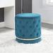 Mercer41 Crofton Vanity Stool Wood/Upholstered/Velvet in Gray/Blue | 18.1 H x 18.1 W x 18.1 D in | Wayfair E21B86343A6341EEA4EA19FC52711477