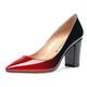 Castamere Women's Block Heel Pointed Toe Slip-On Court Shoes 3.2 in Heeled Patent Red Black Pumps UK 6