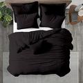 Kotton Culture Super King Duvet Cover Set Two Pillowcases 100% Egyptian Cotton Quilt Cover Set (260cm x 220cm) Luxurious Soft Sateen Cozy European Duvet Bedding Hotel Class Comforter Cover (Black)