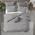 Kotton Culture Super King Duvet Cover Set Two Pillowcases 100% Egyptian Cotton Quilt Cover Set (260cm x 220cm) Luxurious Soft Sateen Cozy European Duvet Bedding Hotel Class Comforter Cover (Silver)