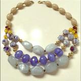 Anthropologie Jewelry | Anthropologie Beaded Necklace | Color: Blue/Yellow | Size: Os