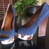 Nine West Shoes | Brand New Nine West Denim/Cow Print Heel | Color: Blue | Size: 8
