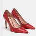 Zara Shoes | Bloggers Favorite Zara Beaded Red Leather Heels | Color: Black/Red | Size: 8