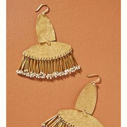 Anthropologie Jewelry | Anthropologie Asher Fringed Drop Earring | Color: Gold | Size: 3” Length